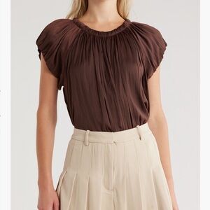 NWT Jason Wu Chocolate Brown Pleated Blouse